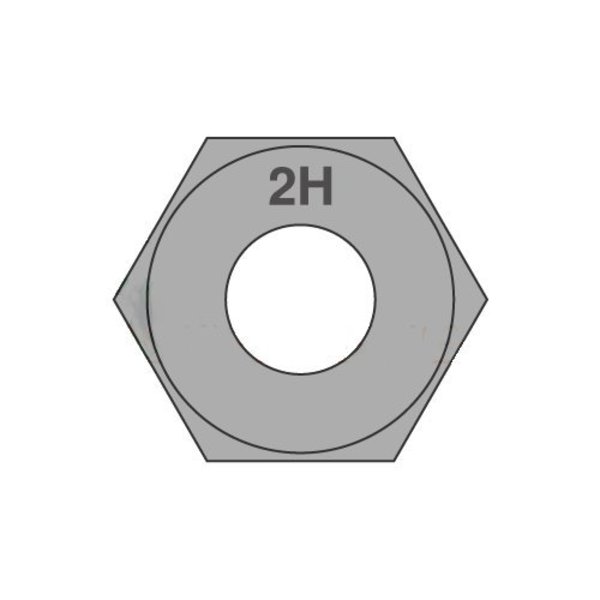 Newport Fasteners Heavy Hex Nut, #2-4.5, Steel, Grade 2H, Plain, 1